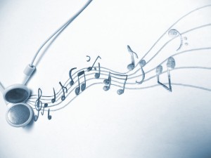Music - an art for itself - Headphones and music notes / musical notation system