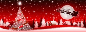 Red Christmas banner with Santa Claus